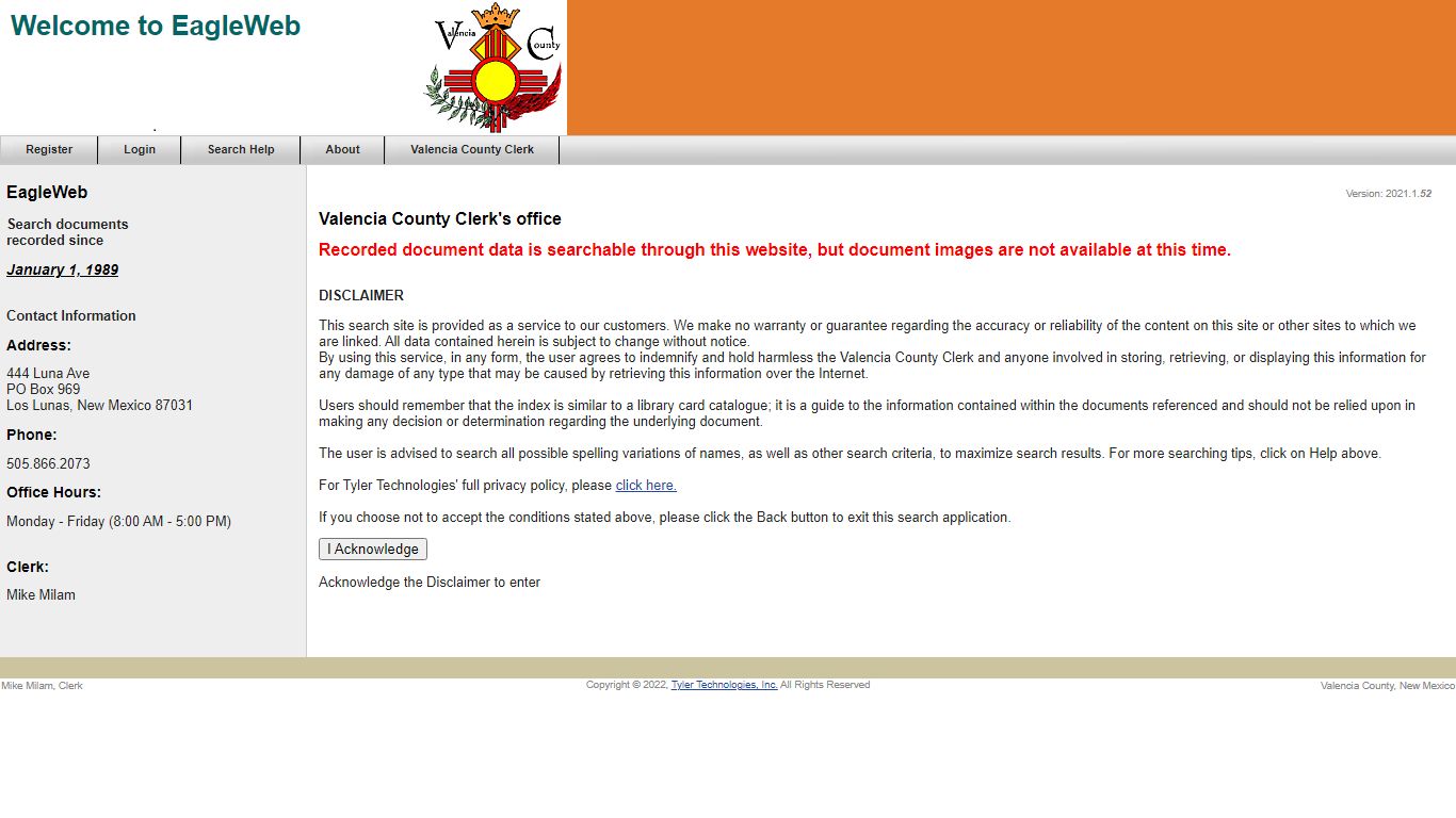 Valencia County - Disclaimer