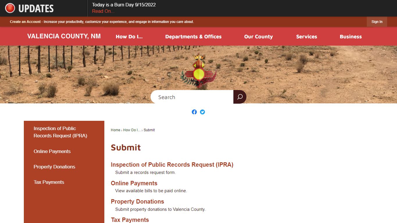 Submit | Valencia County, NM